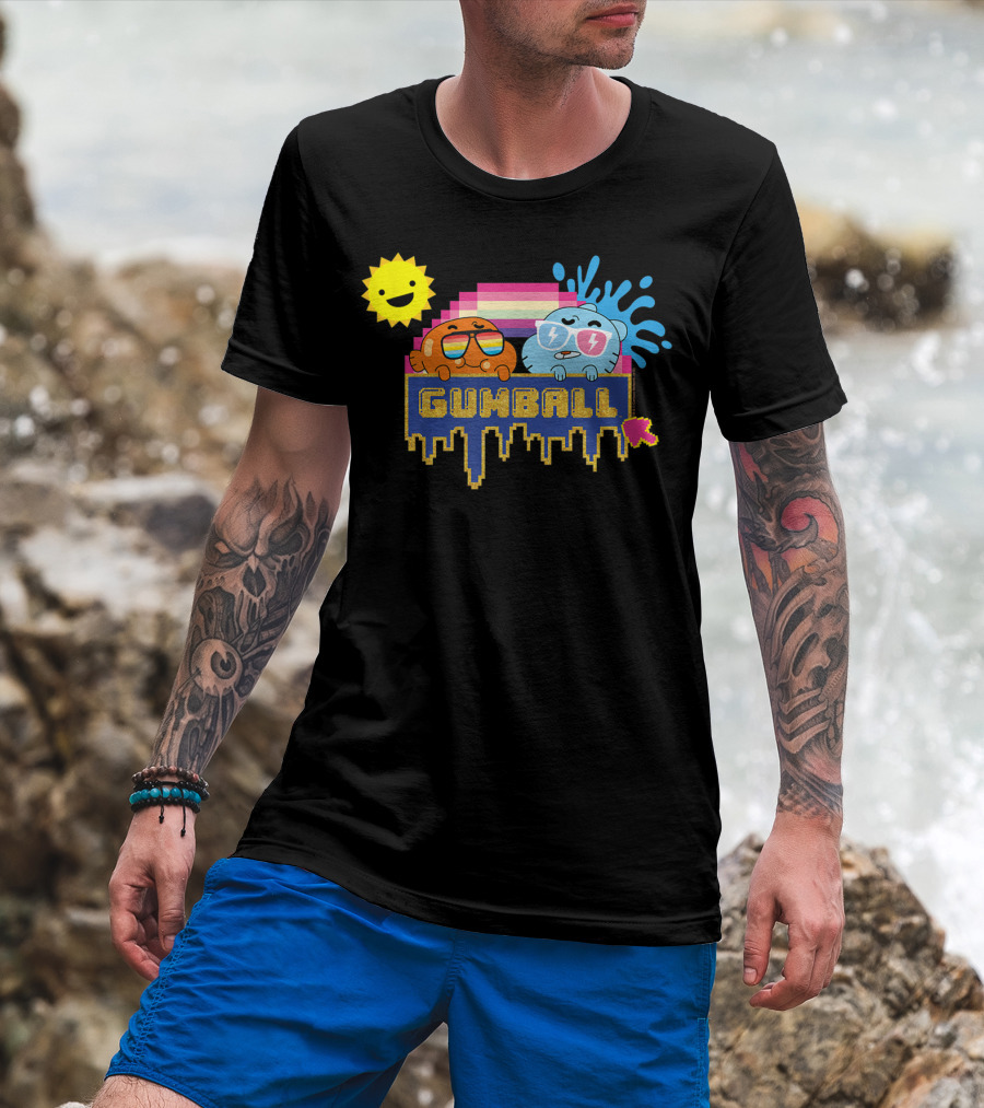 The Amazing World Of Gumball Sunshine Retro Pixel Art Gumball Characters T-Shirt