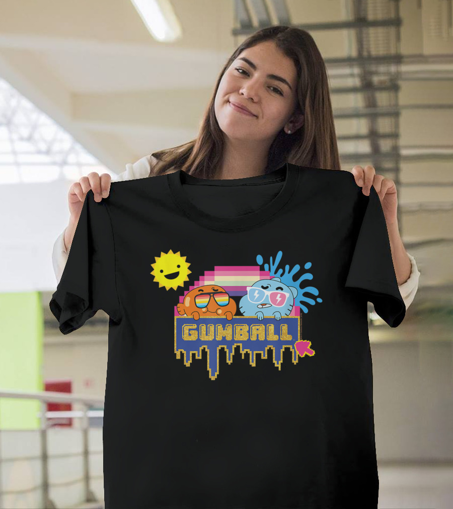 The Amazing World of Gumball Sunshine Retro Pixel Art Gumball Characters T-Shirt