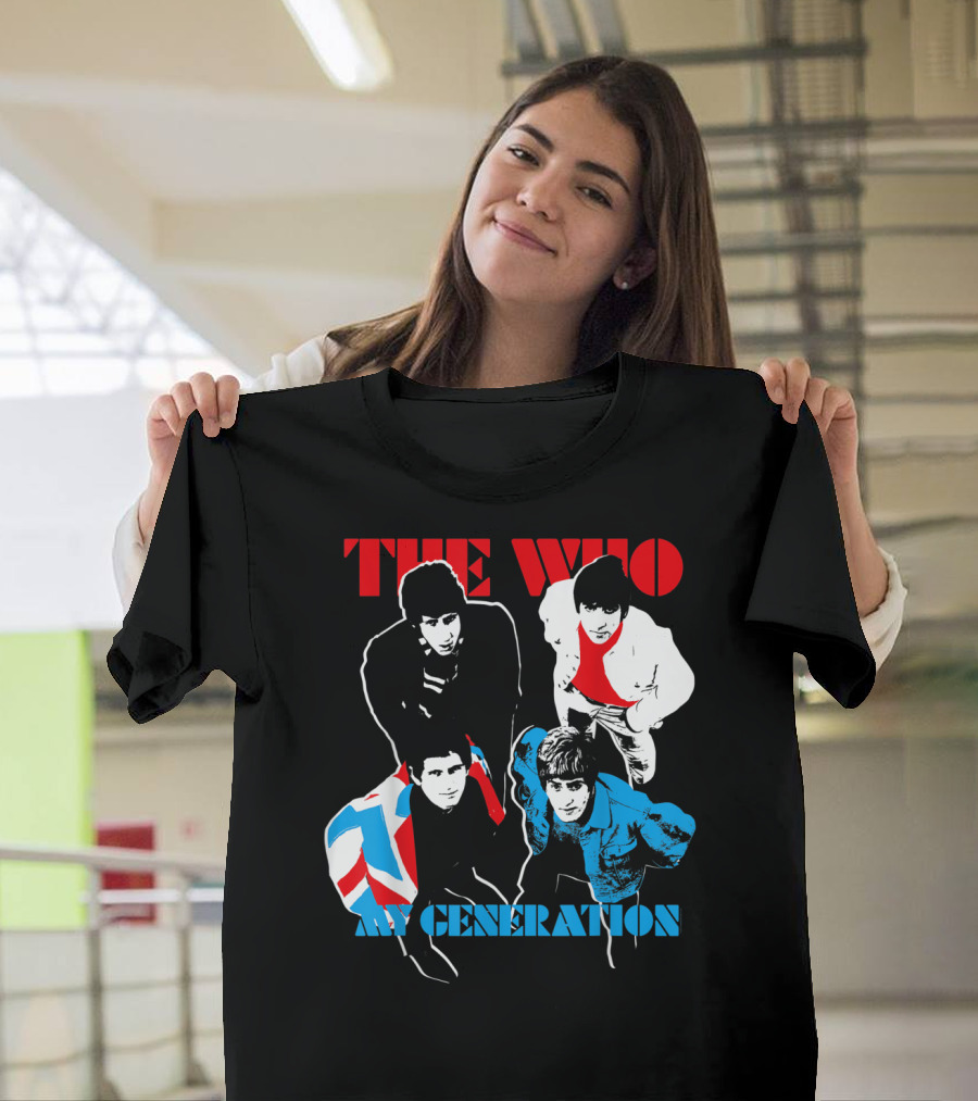 The Who My Generation Band Members With Union Jack Flag T-Shirt