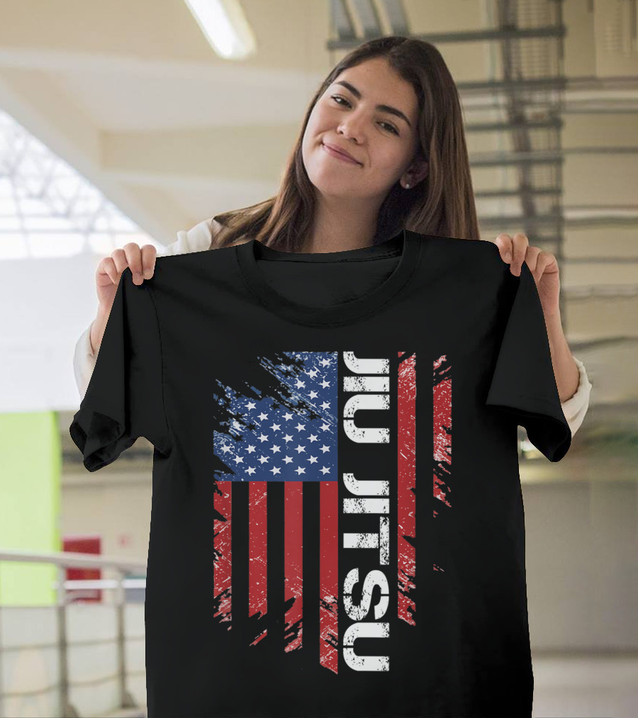 Vintage American USA Flag Jiu Jitsu T-Shirt