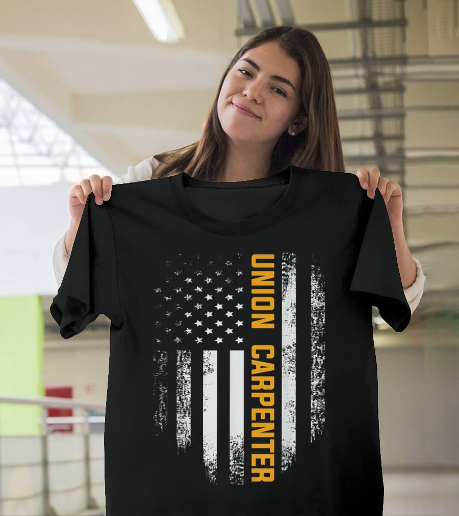Union Carpenter Vintage American USA Flag Cool T-Shirt