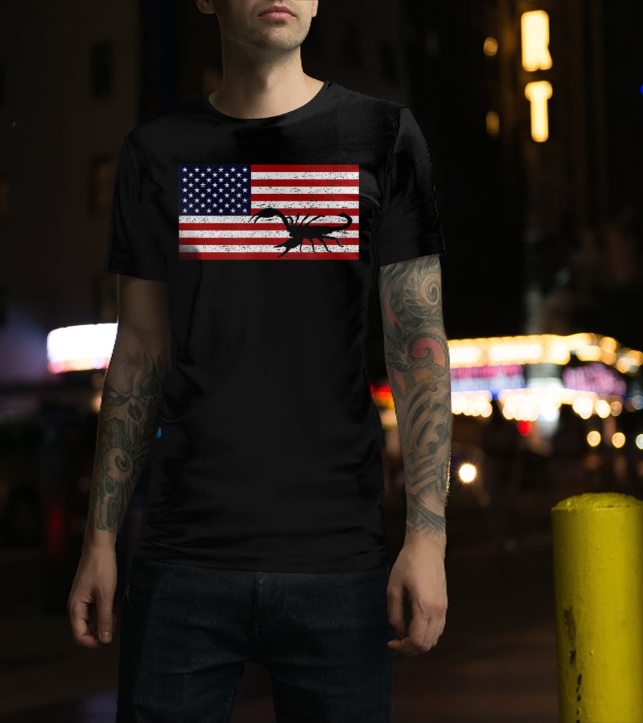Vintage Distressed American Flag Scorpion T-Shirt