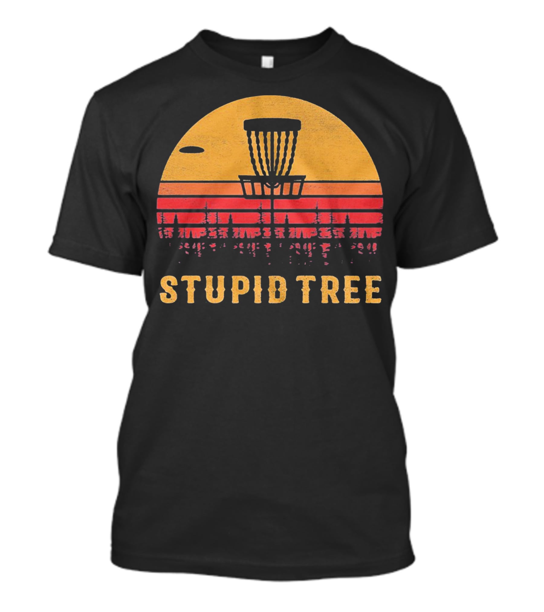 Stupid Tree Disc Golf Vintage Sunset Frisbee T-Shirt