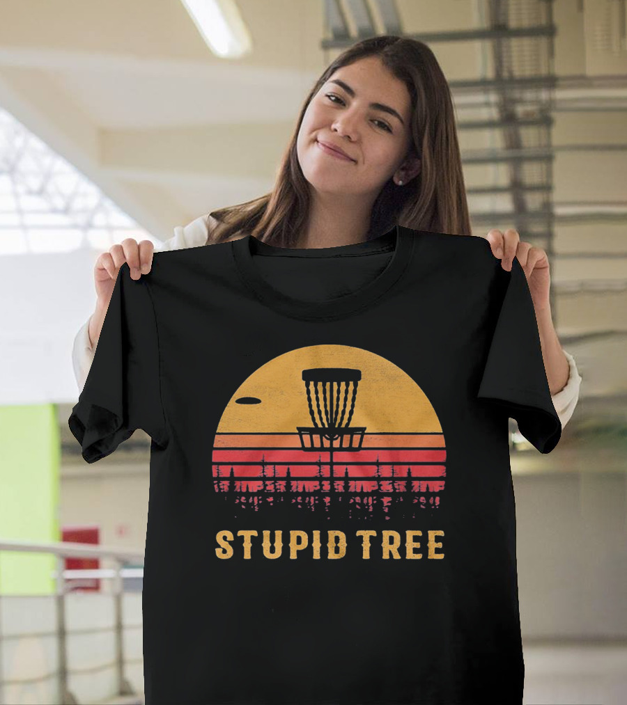 Stupid Tree Disc Golf Vintage Sunset Frisbee T-Shirt