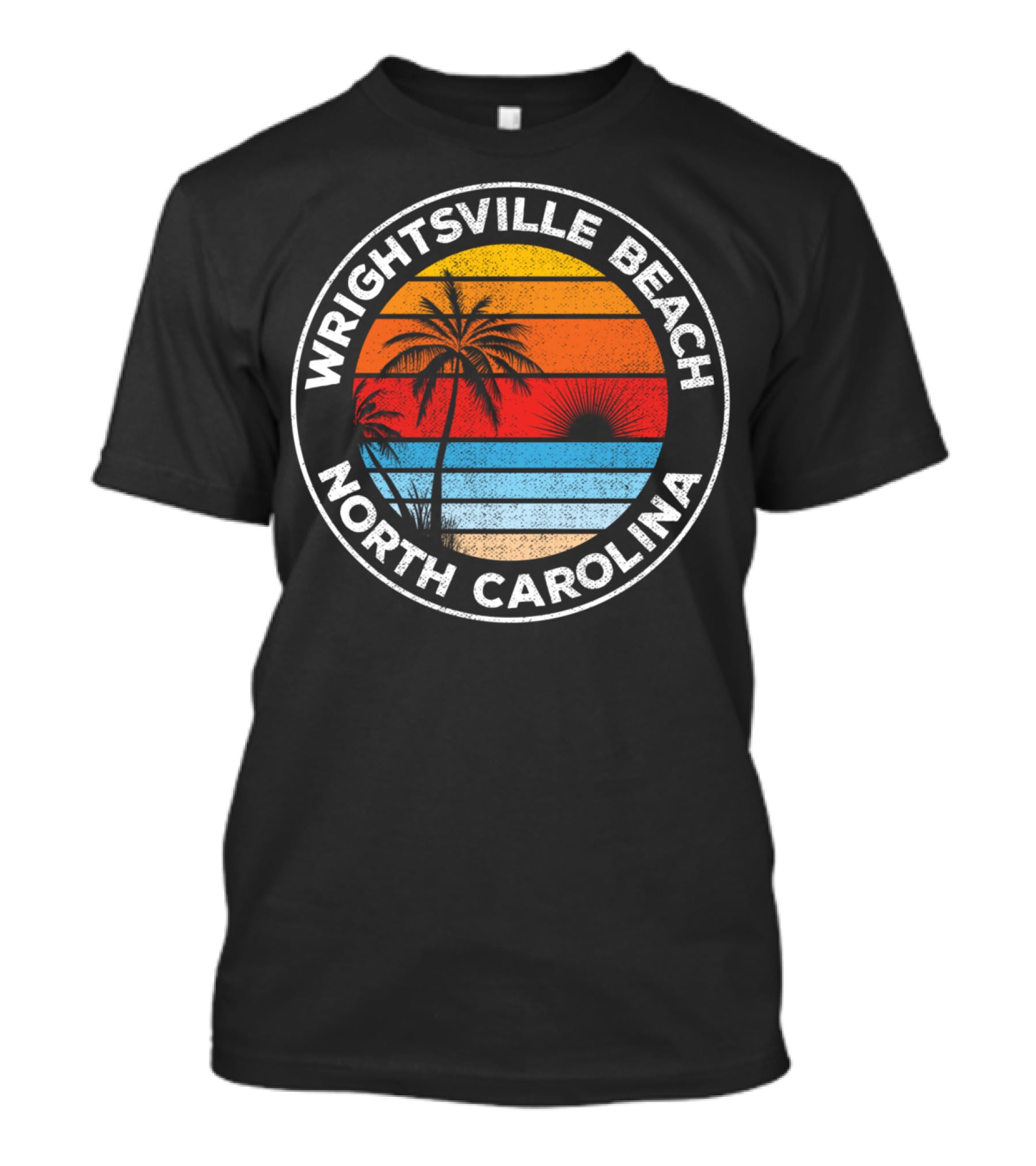 Wrightsville Beach North Carolina Sunset Palm Retro T-Shirt