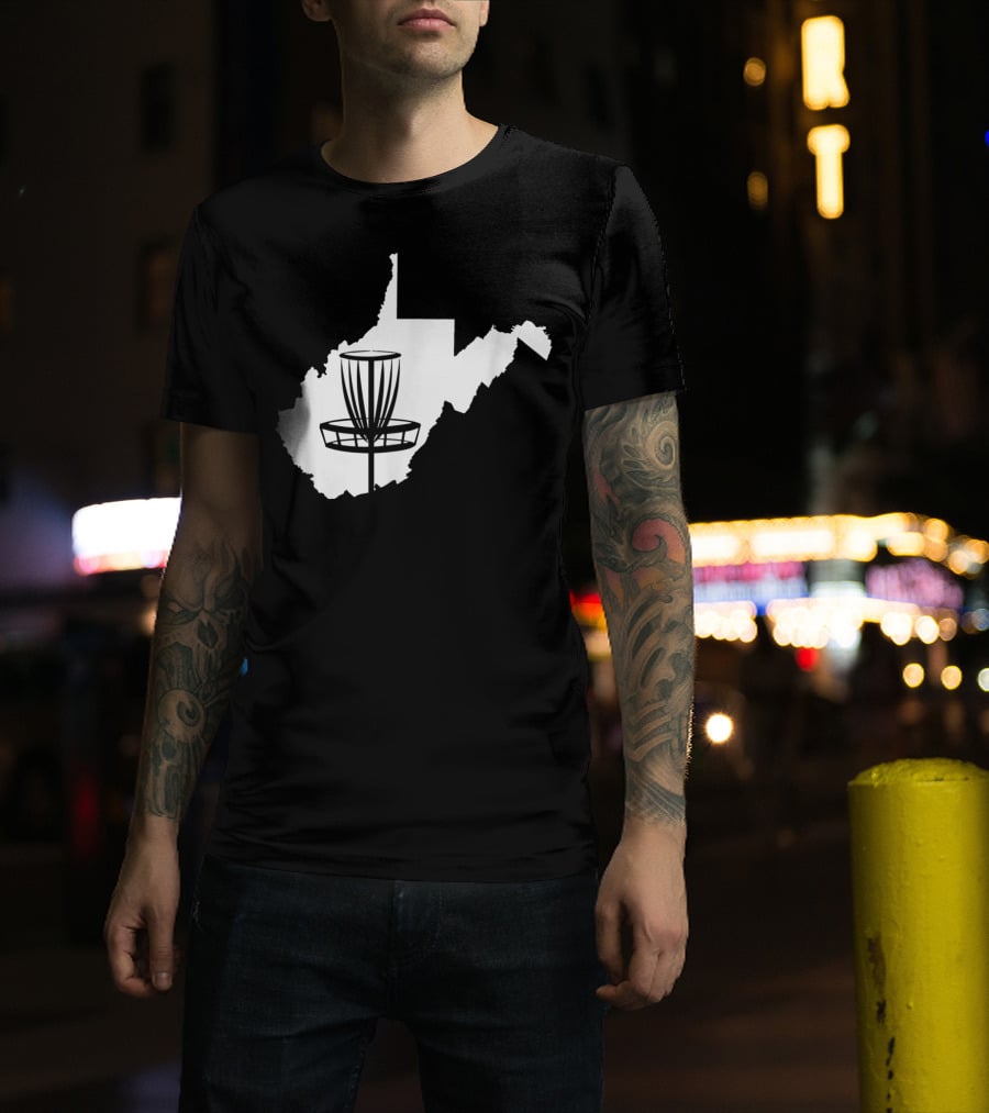 West Virginia Disc Golf State Map Basket T-Shirt