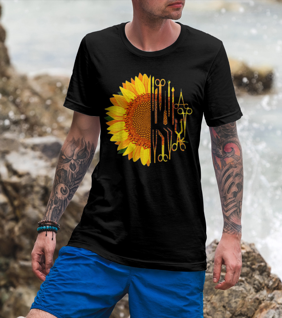 Scrub Tech Surgeon Surgical Instruments Sunflower Hybrid T-Shirt