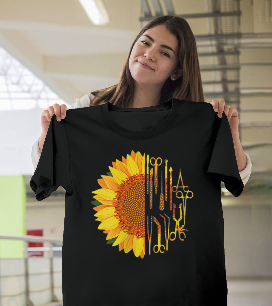 Scrub Tech Surgeon Surgical Instruments Sunflower Hybrid T-Shirt