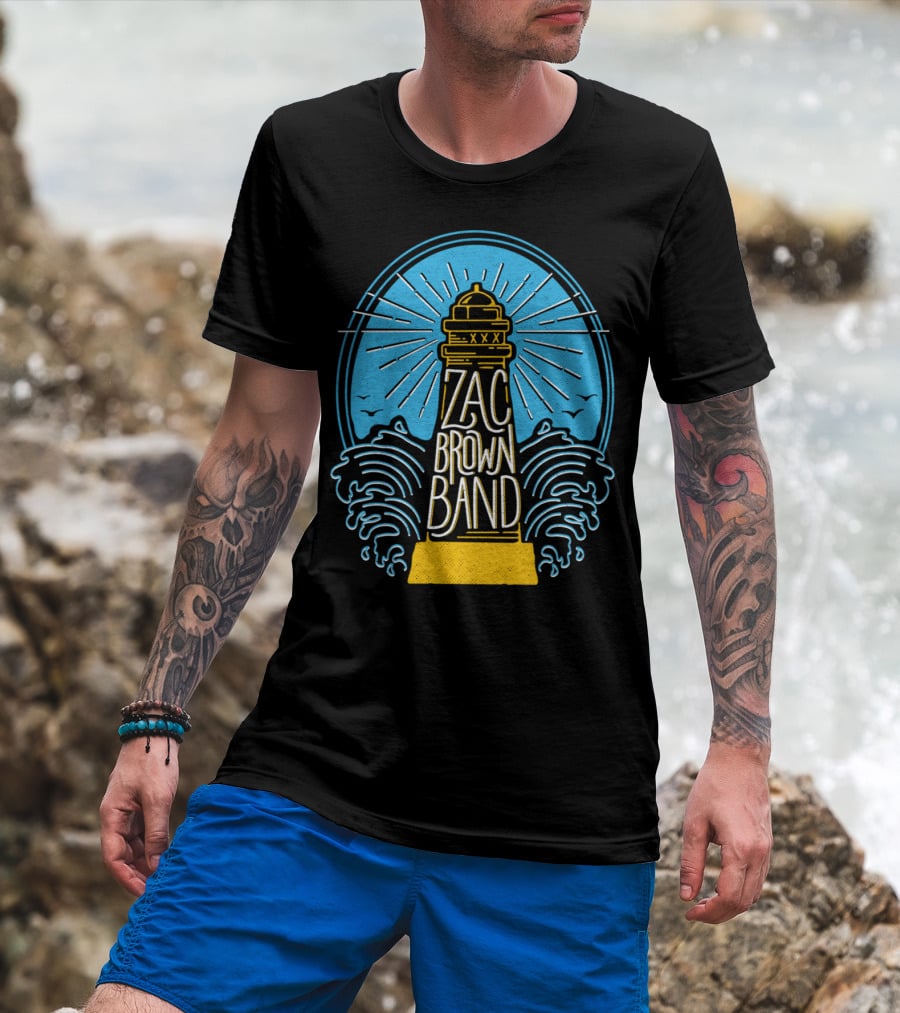 Zac Brown Band Lighthouse With Waves And Birds T-Shirt