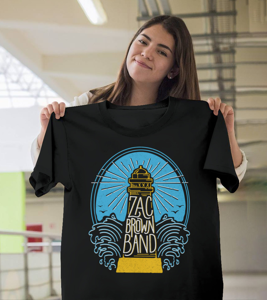 Zac Brown Band Lighthouse With Waves And Birds T-Shirt