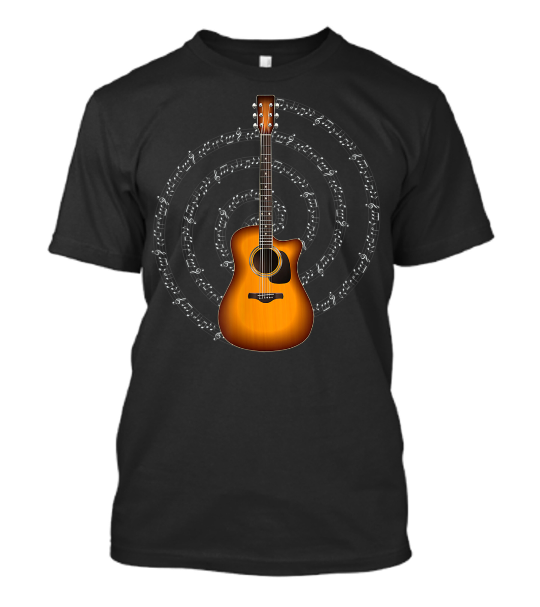 Acoustic Guitar With Spiral Sheet Music T-Shirt