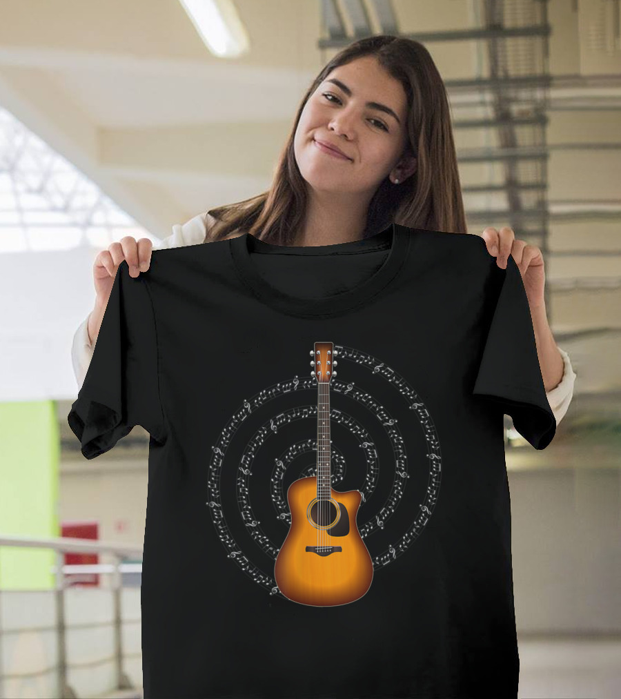 Acoustic Guitar with Spiral Sheet Music T-Shirt