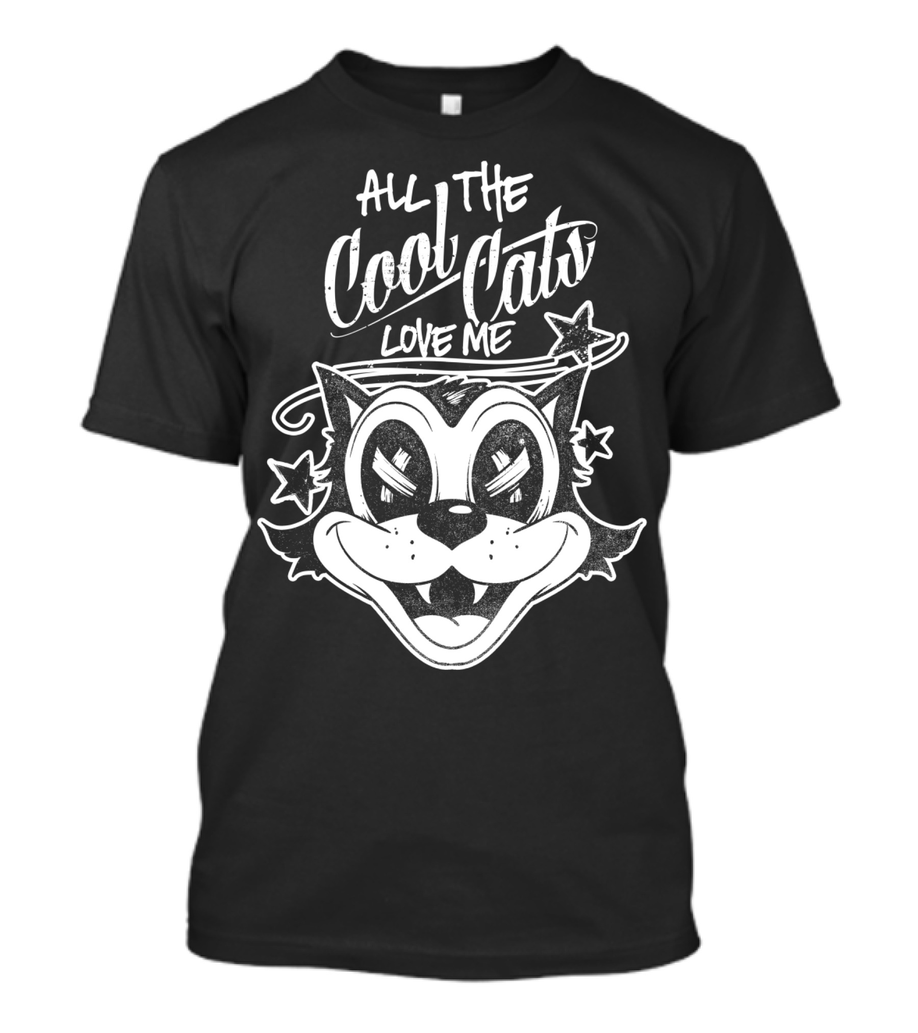 All The Cool Cats Love Me Rockabilly Lowbrow Retro Cartoon Cat Stars T-Shirt