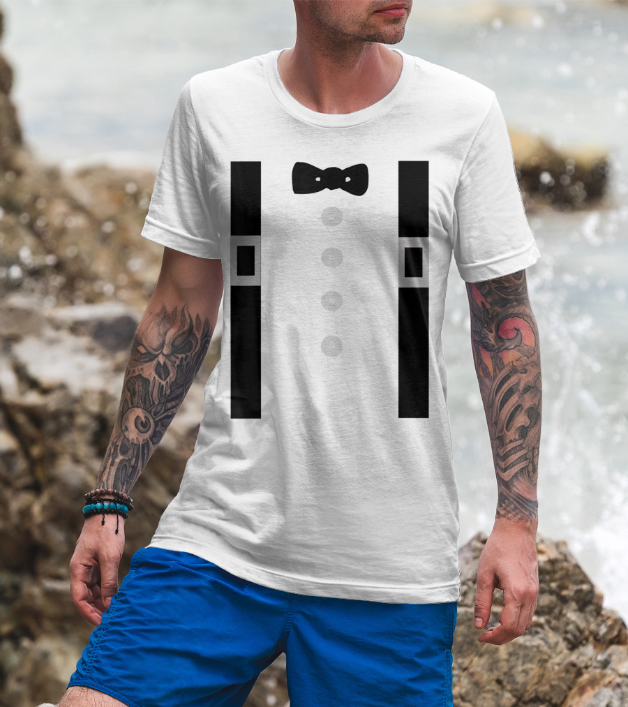Amish Costume Bow Tie Suspenders Button T-Shirt