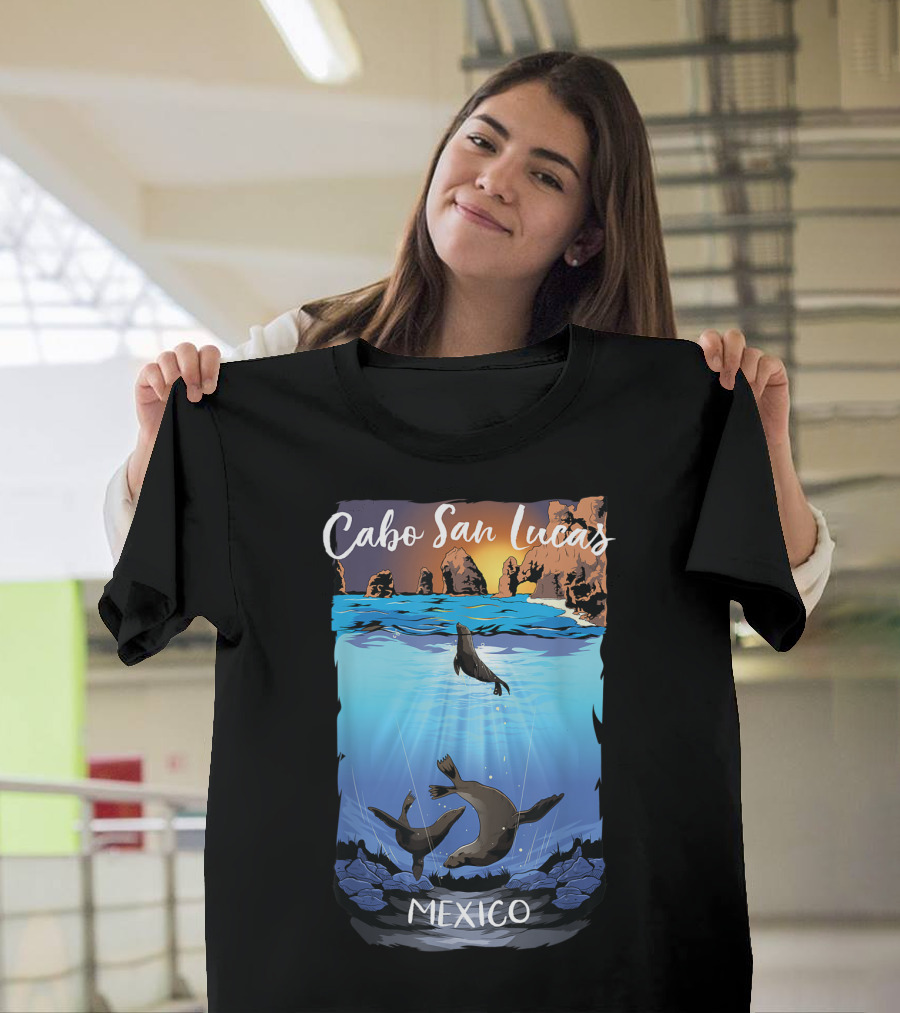 Cabo San Lucas Mexico Seals Ocean Rocks T-Shirt