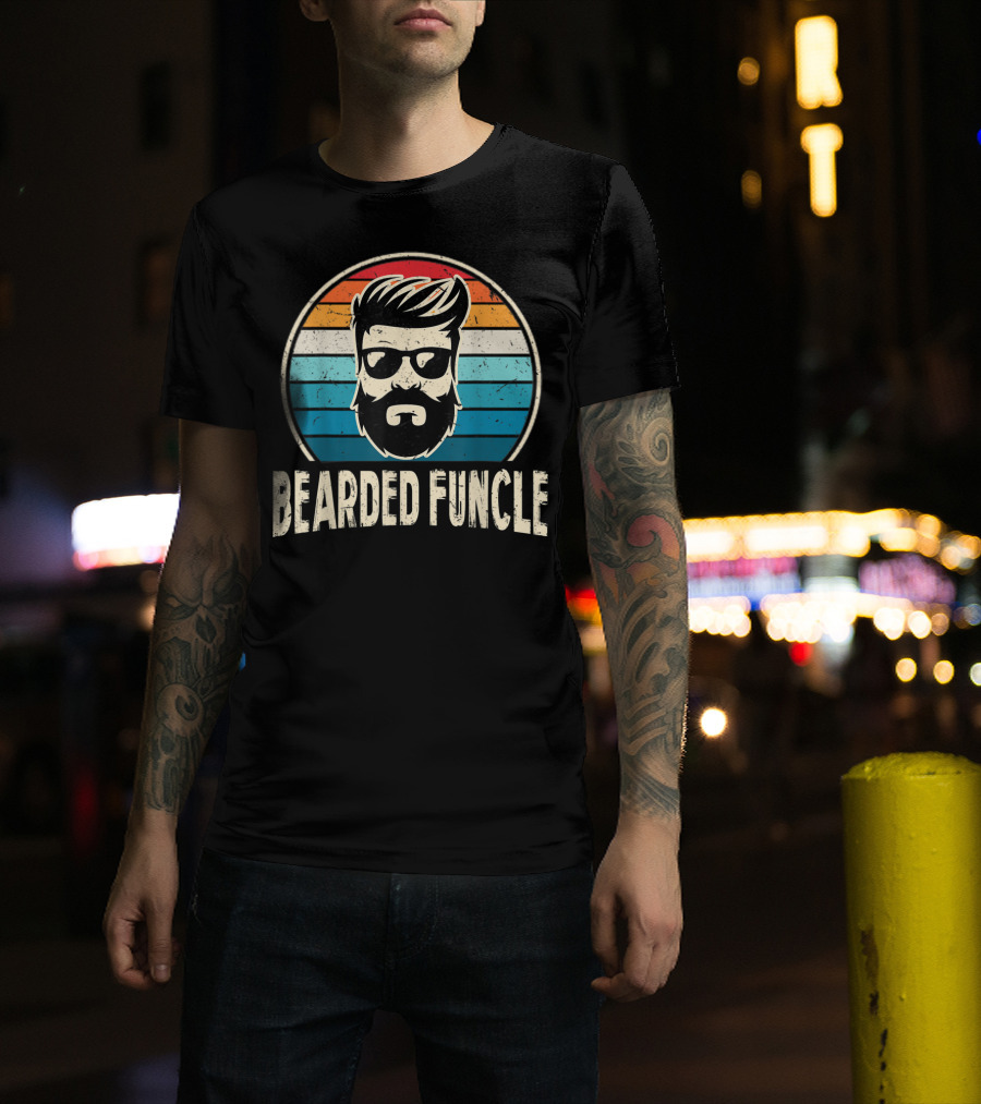 Bearded Funcle Retro Vintage Style Funny Cool Fun Uncle Birthday T-Shirt