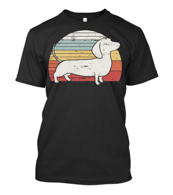 Retro Striped Cool Dachshund Dog Weiner Dog Fans T-Shirt