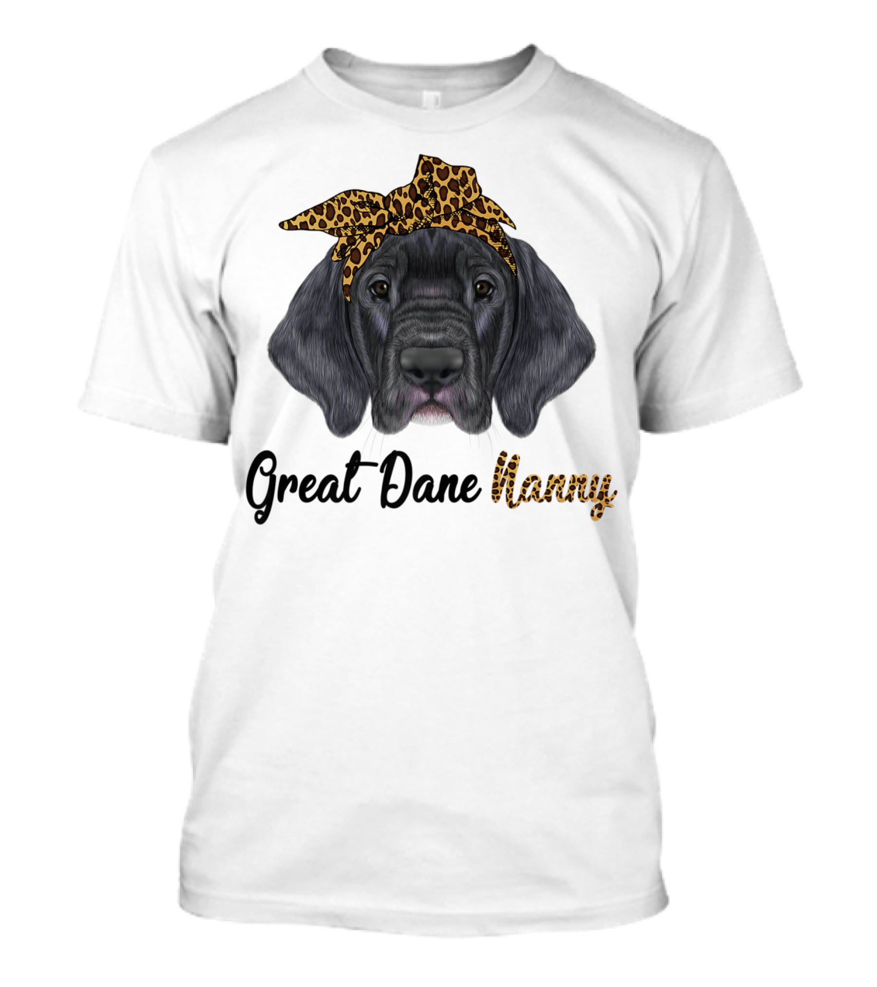 Great Dane Nanny Leopard Headband T-Shirt
