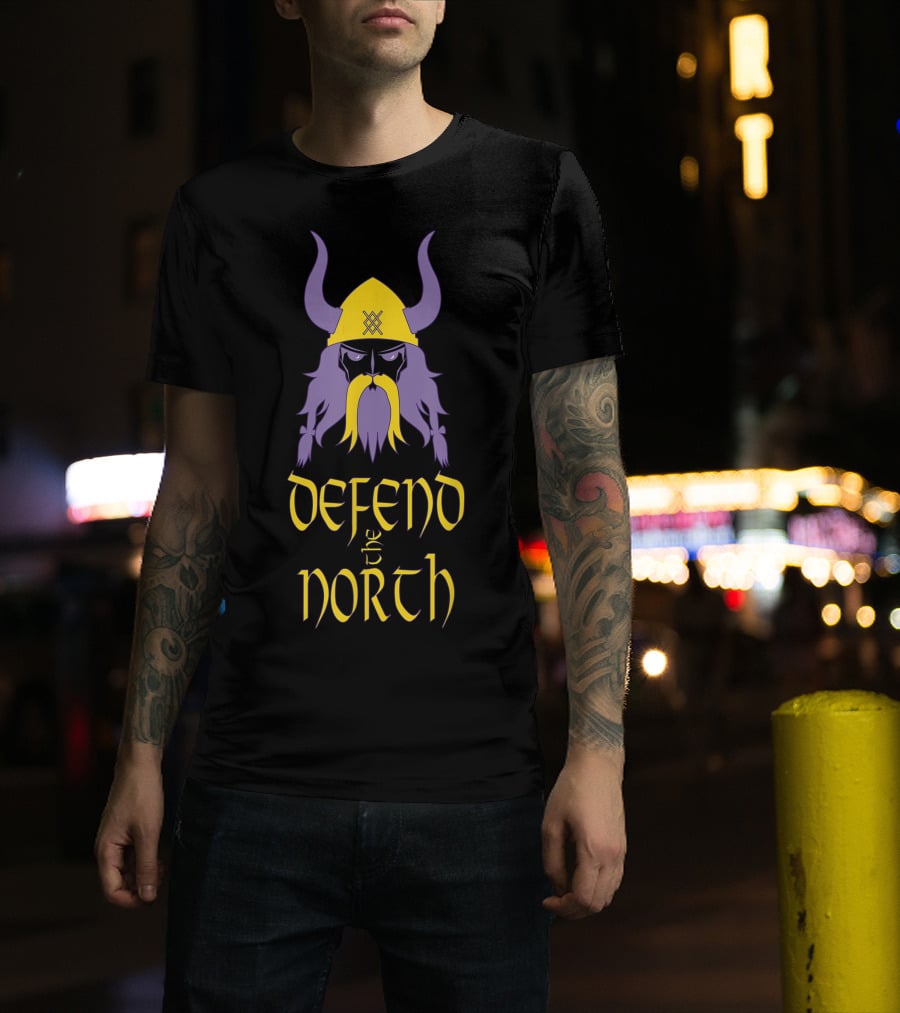 Defend The North Viking Helmet Warrior Nordic T-Shirt