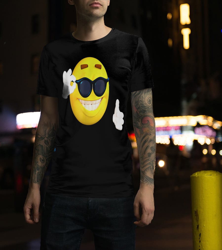 Emoji Thumbs Up Shades Happy Face Yellow Okay Sign T-Shirt