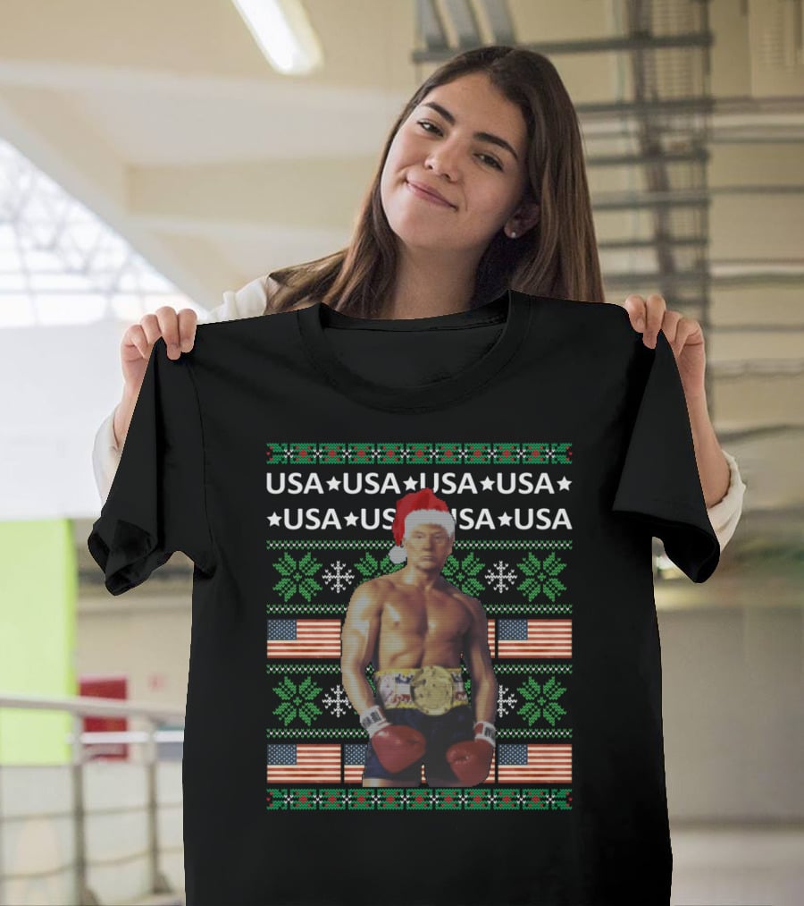 USA Boxing Champion Christmas Santa T-Shirt