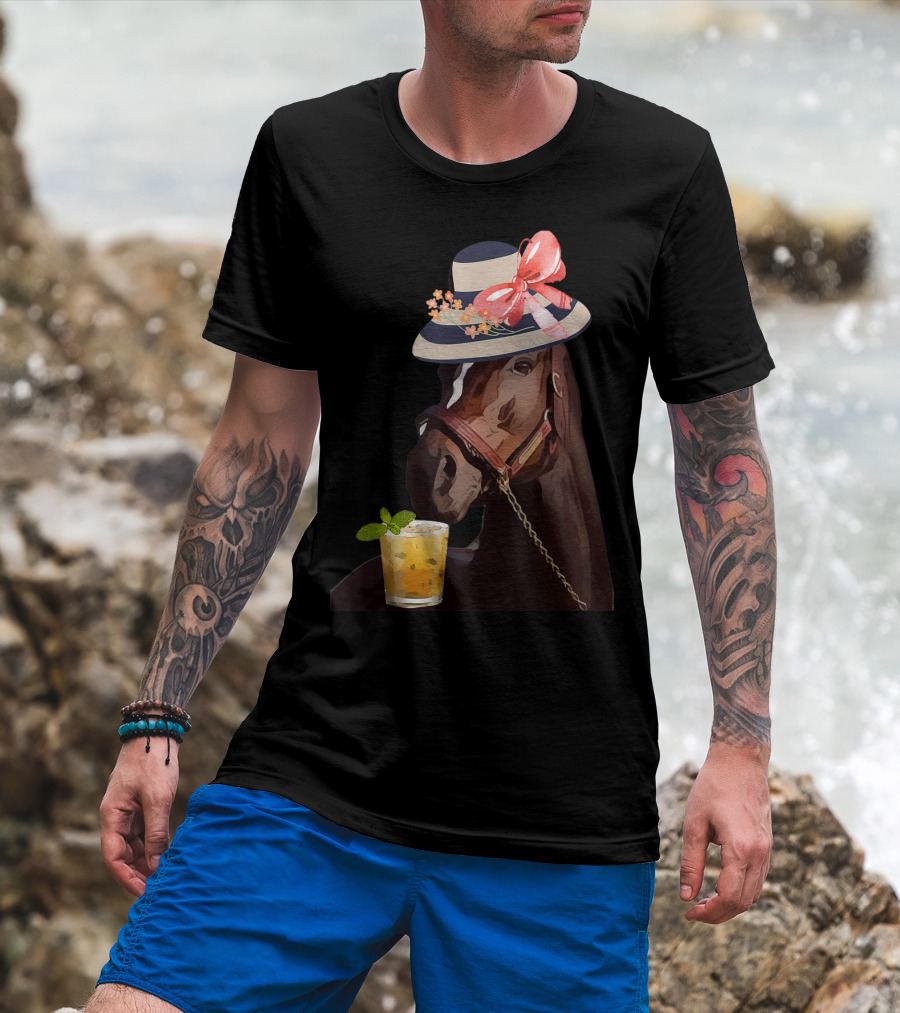Dapper Horse With Hat And Mint Julep At Funny Derby Party T-Shirt