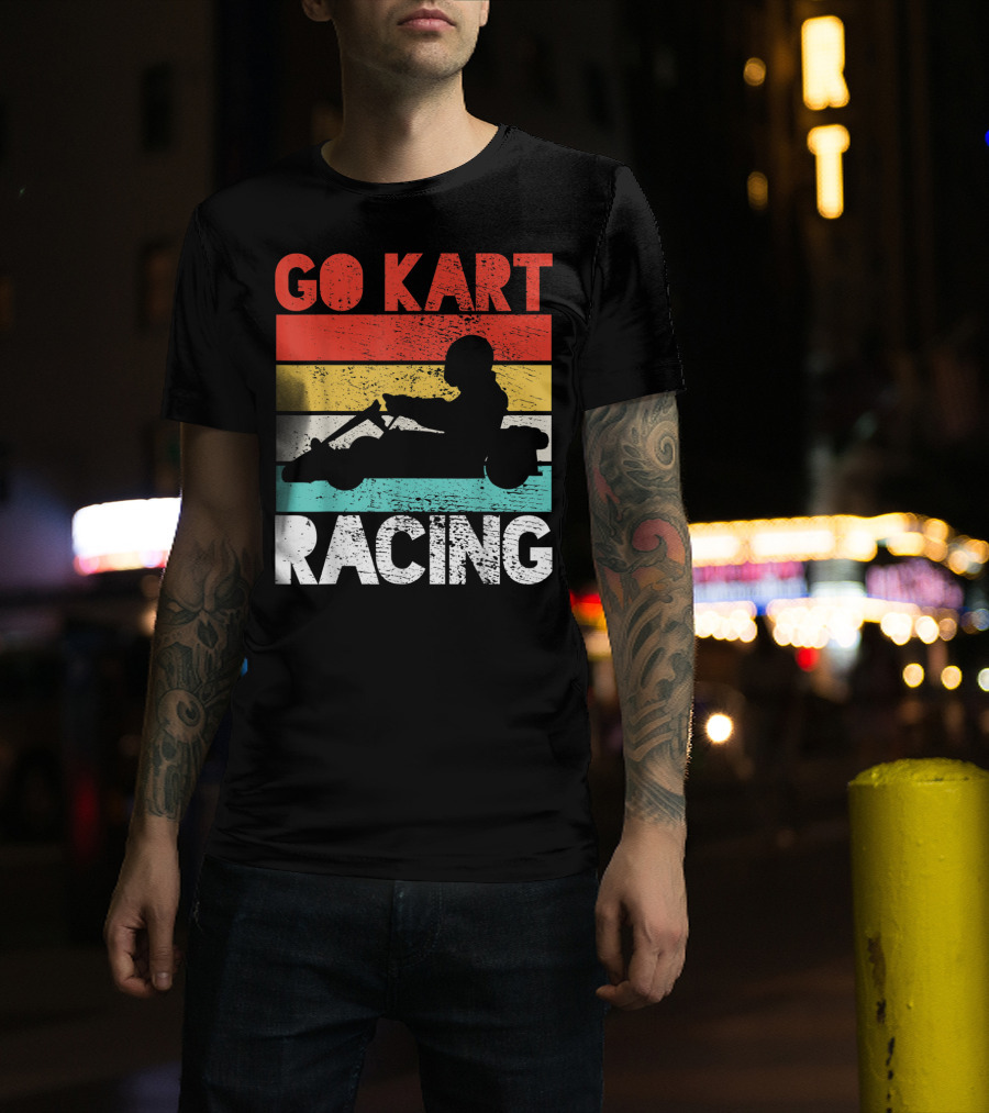 GO KART RACING Retro Stripes T-Shirt