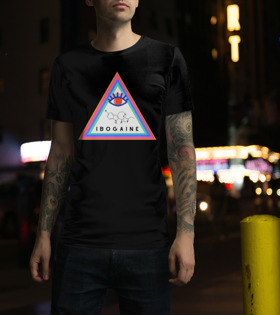 Ibogaine Molecular Structure Rainbow Triangle With Eye T-Shirt