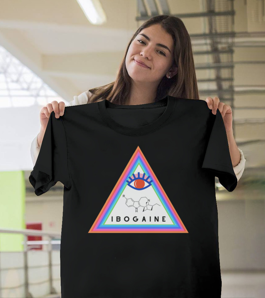 Ibogaine Molecular Structure Rainbow Triangle With Eye T-Shirt