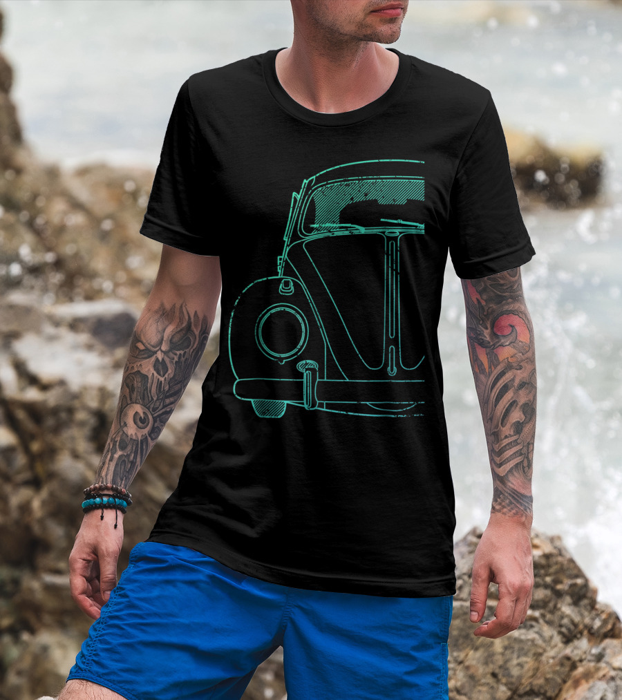 Roughed Modified Classic Beetle Front Sketch T-Shirt