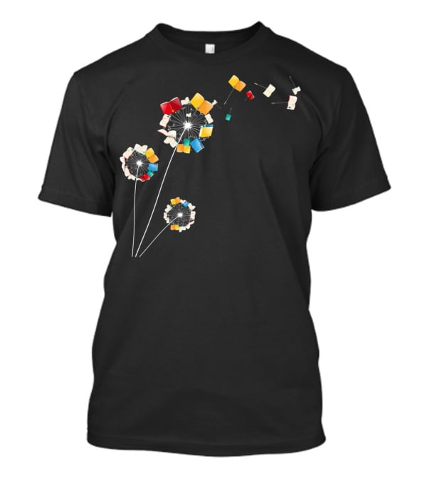 Bookworm Dandelion Blooms Into Whimsical Floral Books T-Shirt