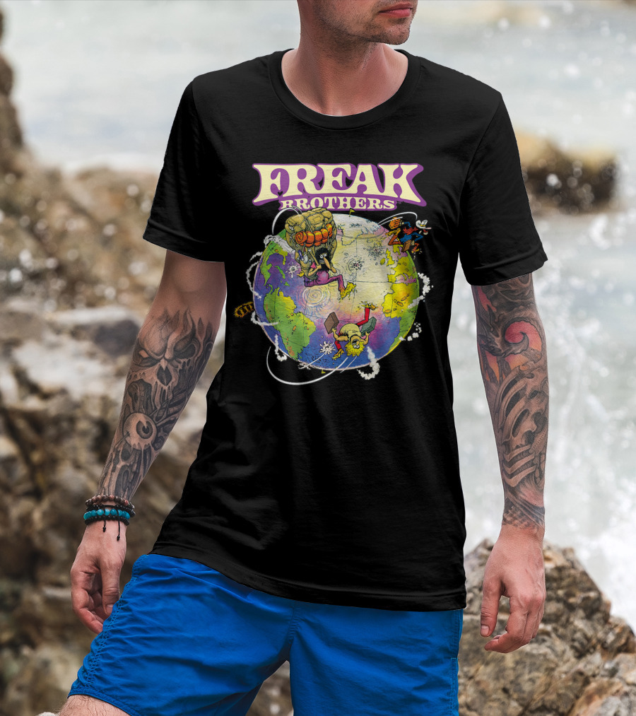 Freak Brothers World Adventures With Cartoon Characters T-Shirt
