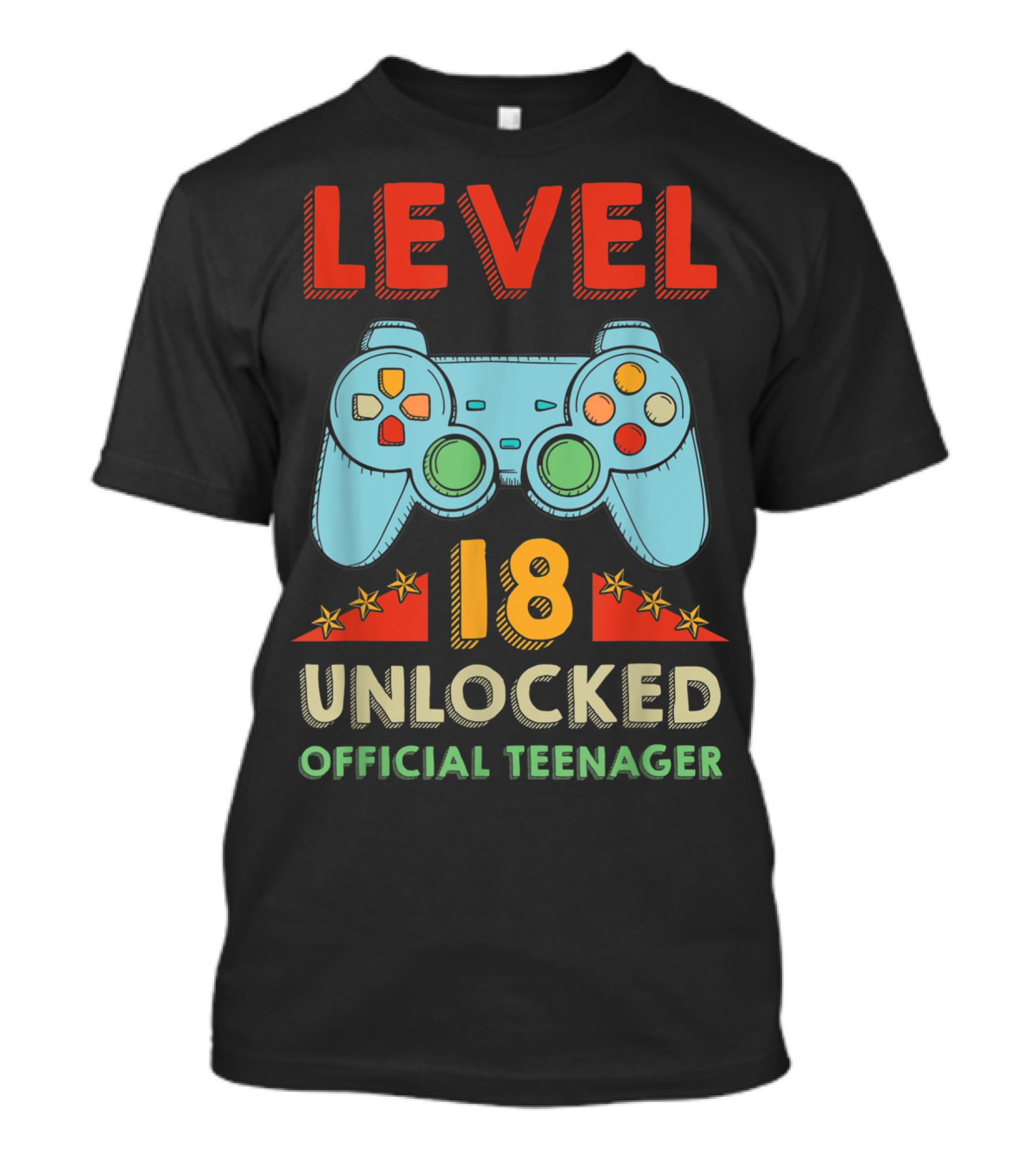Level 18 Unlocked Official Teenager Gamer Controller T-Shirt