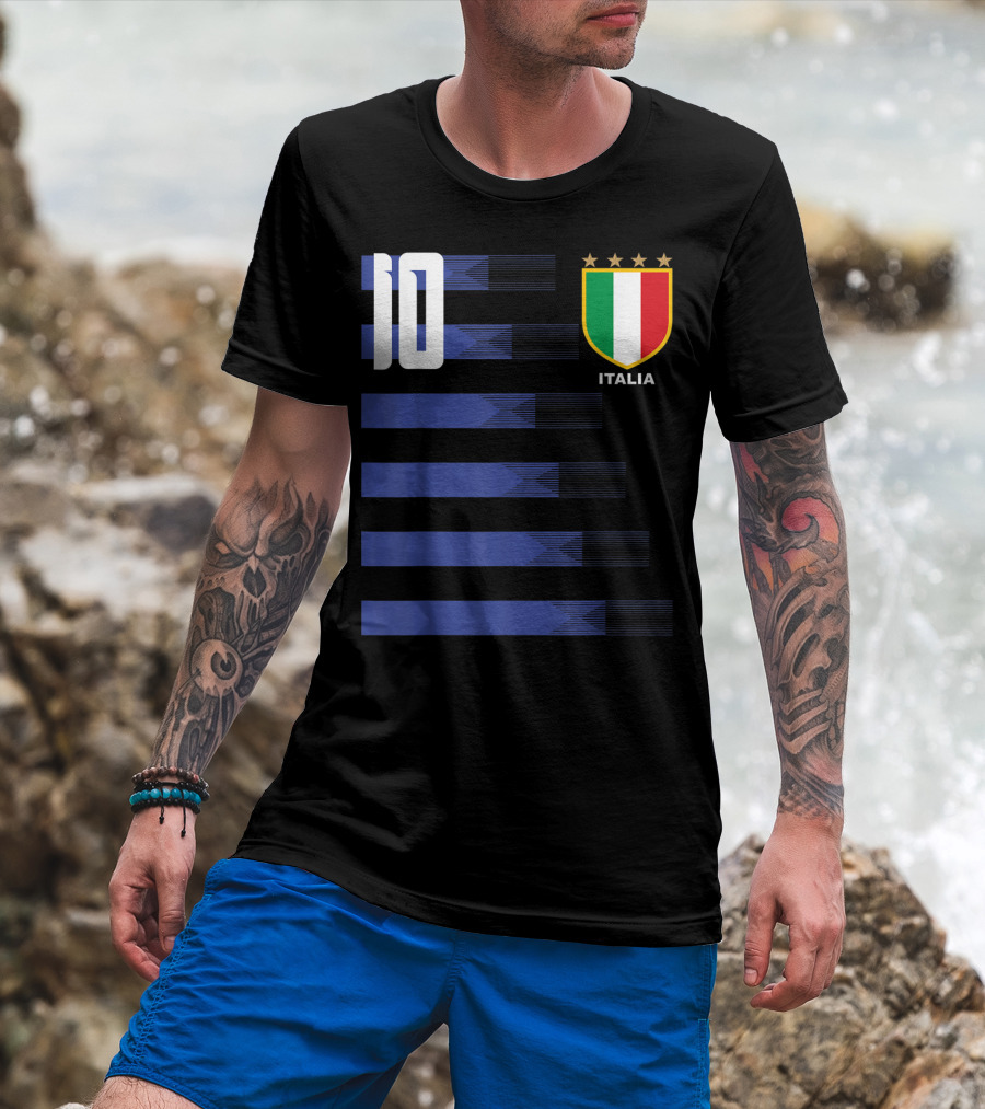 Italia Calcio Soccer Shirt Italian Flag Icon Number 10 T-Shirt