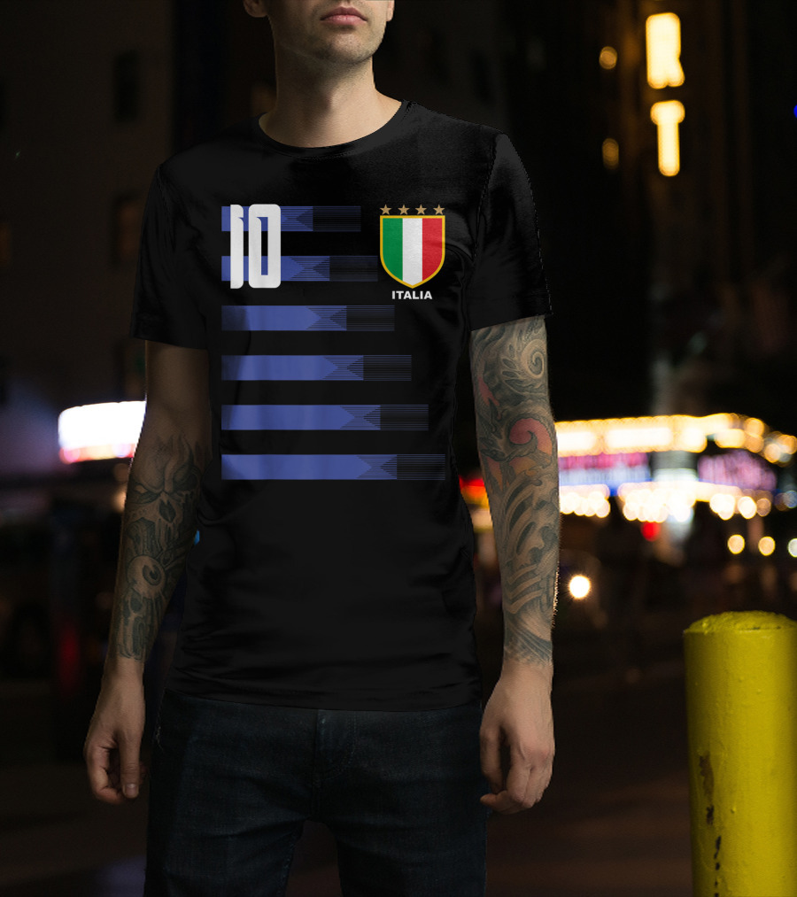 Italia Calcio Soccer Shirt Italian Flag Icon Number 10 T-Shirt