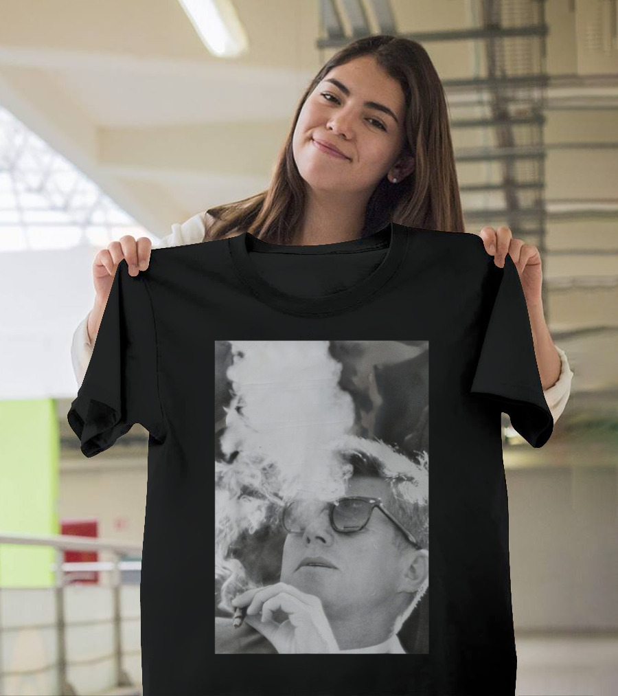 JFK Smoking with Shades John Kennedy Iconic Cigar Image T-Shirt