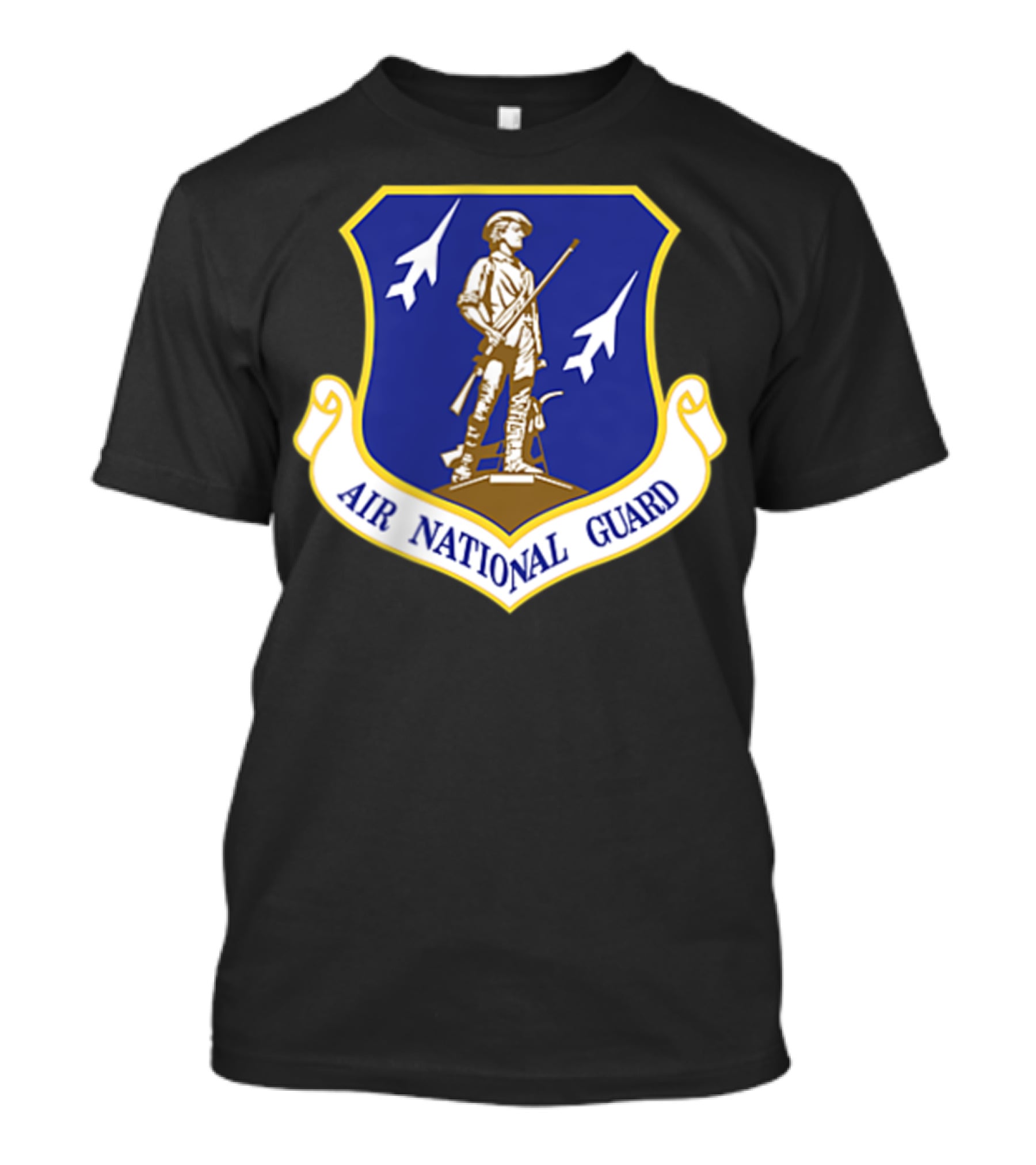 Air National Guard Military Veteran Morale PT Stat Shield Logo With Soldier And Jets T-Shirt