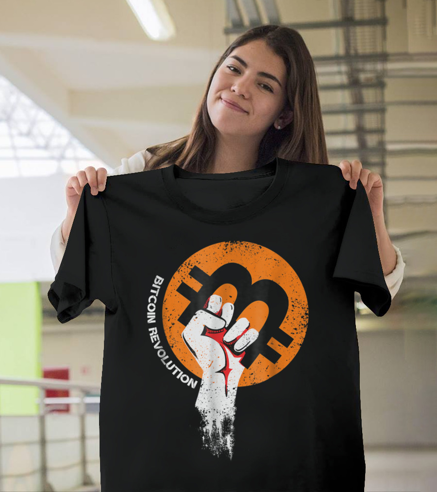 Bitcoin Cryptocurrency BTC Revolution Fist T-Shirt