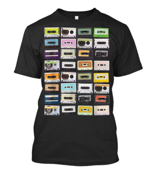 Colorful 1980s Cassette Tape Mixtapes Radio Music T-Shirt
