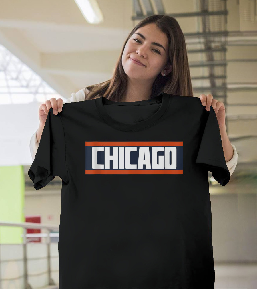Chicago Bold Orange Blue White Block T-Shirt