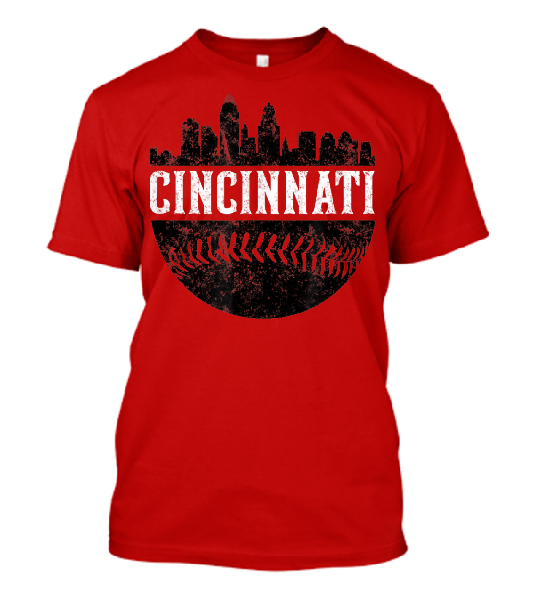Cincinnati Ohio Skyline Baseball T-Shirt