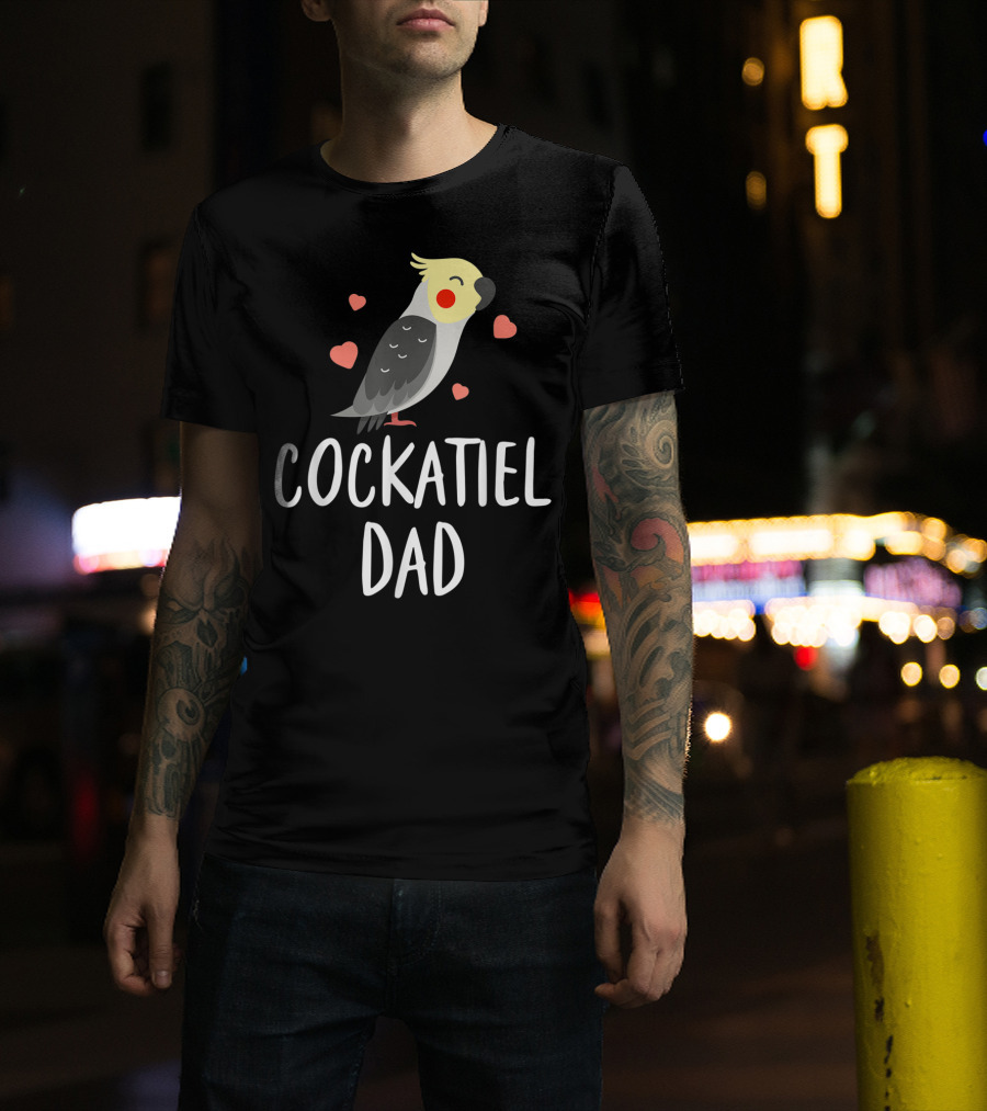 Cockatiel Dad Cute Funny Bird Lover With Hearts T-Shirt