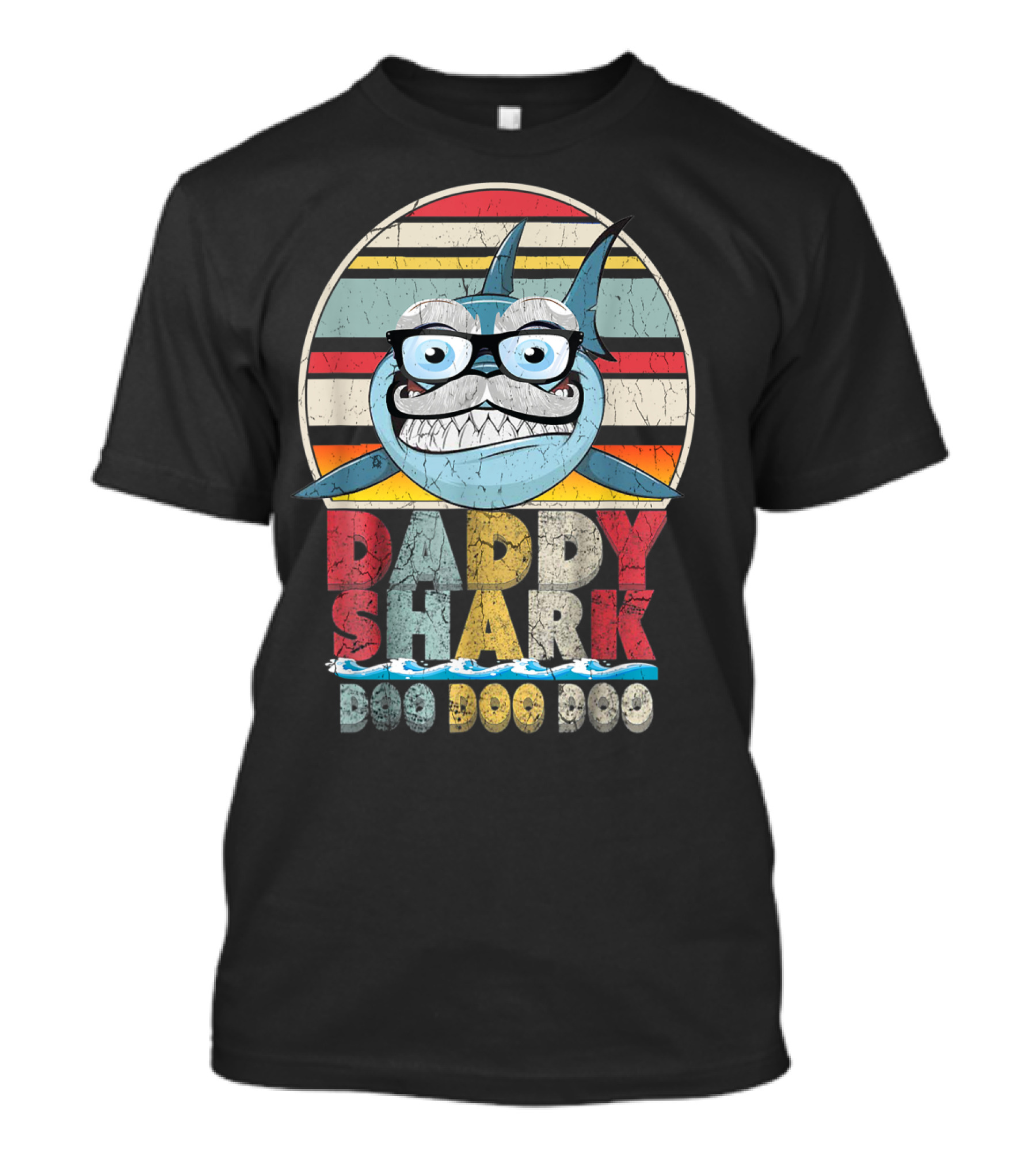 DADDY SHARK DOO DOO DOO Vintage Cute Shark With Glasses T-Shirt