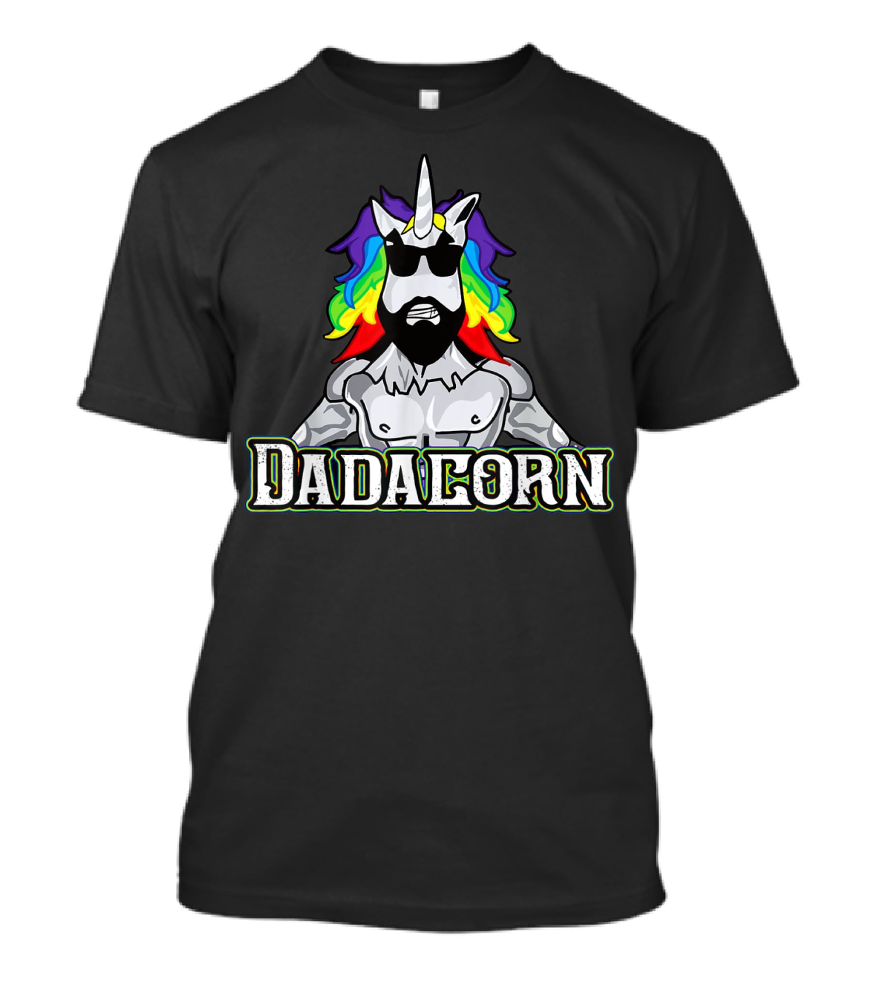 Dadacorn Rainbow Unicorn Man With Sunglasses T-Shirt