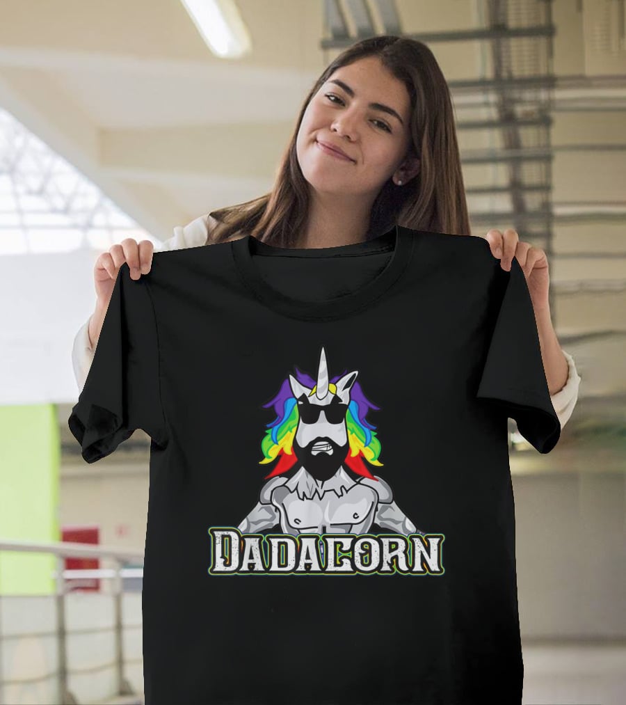 Dadacorn Rainbow Unicorn Man With Sunglasses T-Shirt