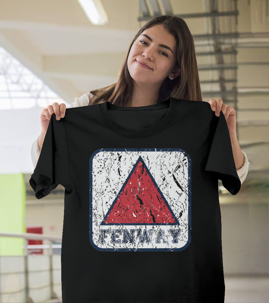 Fan of Fenway Boston Distressed Baseball Sign Triangle T-Shirt
