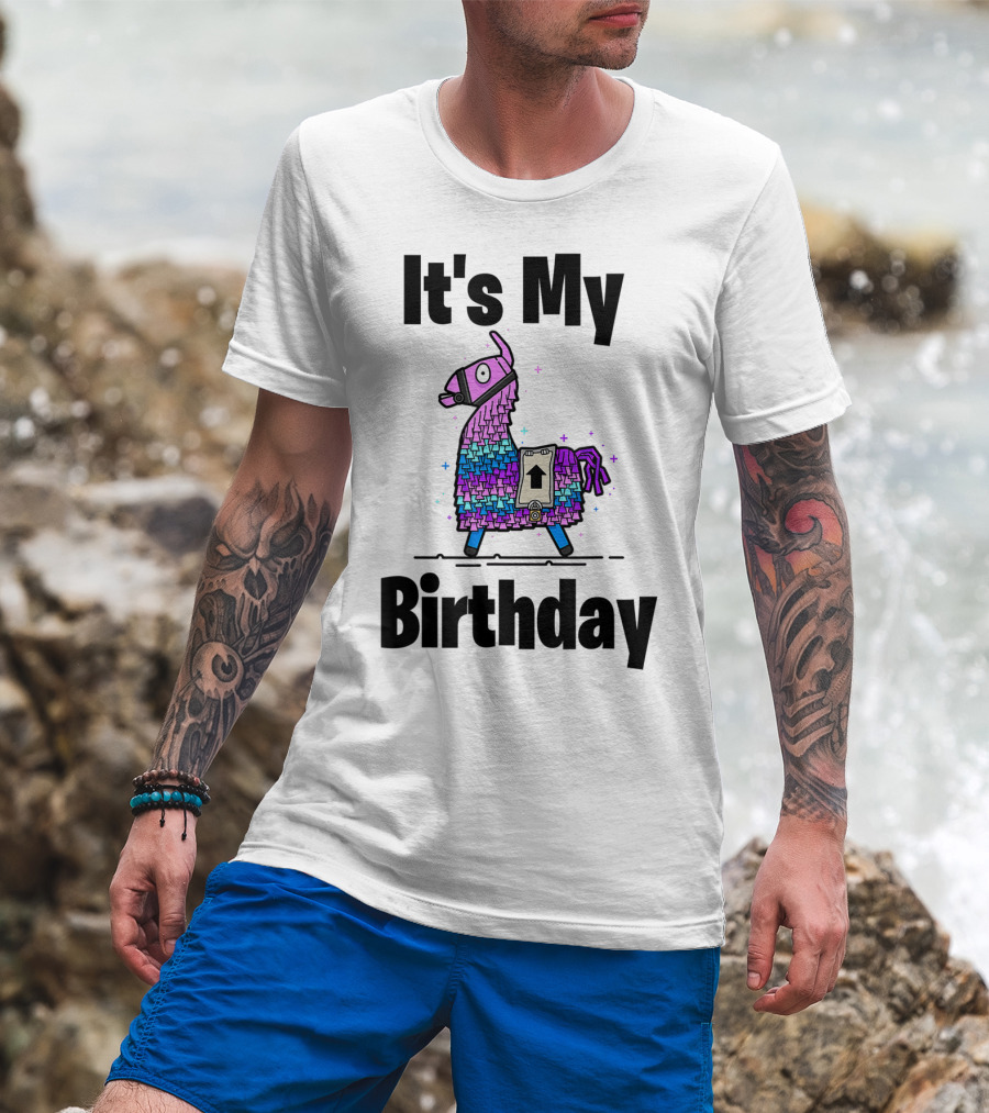 It's My Birthday Llama Purple Gamer Bday Gaming T-Shirt