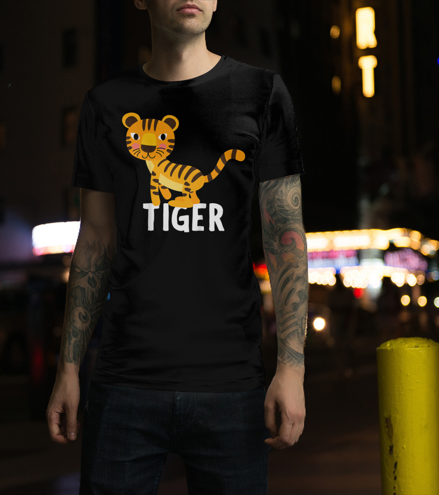 Tiger Cartoon Illustration For Kids And Girls T-Shirt