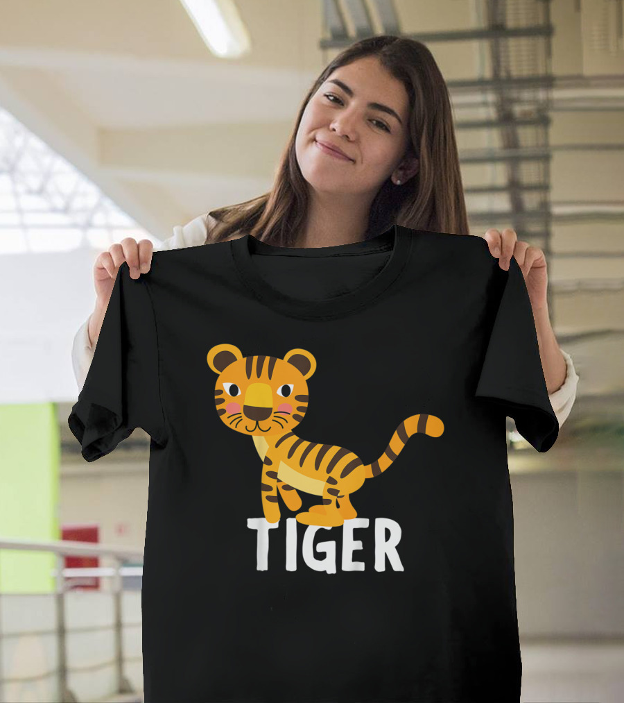 Tiger Cartoon Illustration For Kids And Girls T-Shirt