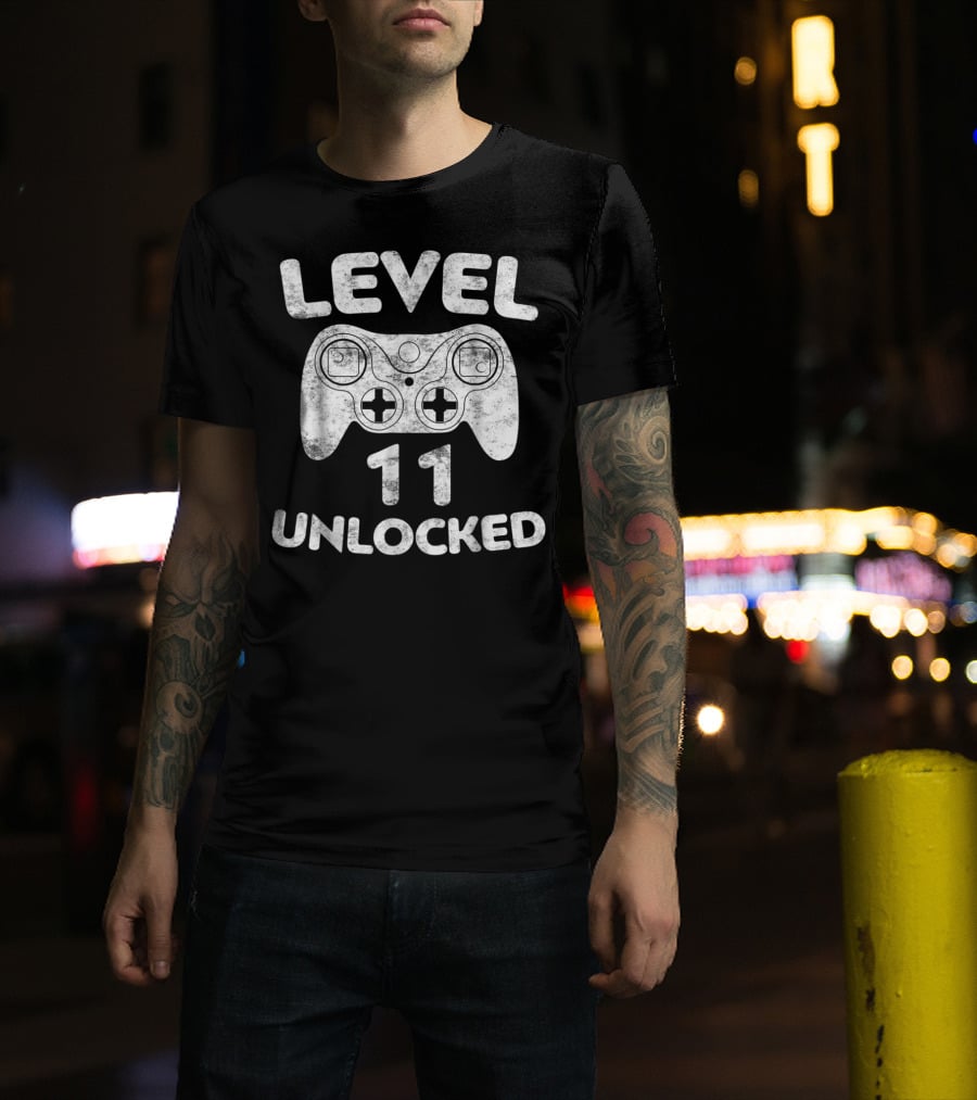 Level 11 Unlocked 11th Video Gamer Birthday With Game Controller T-Shirt